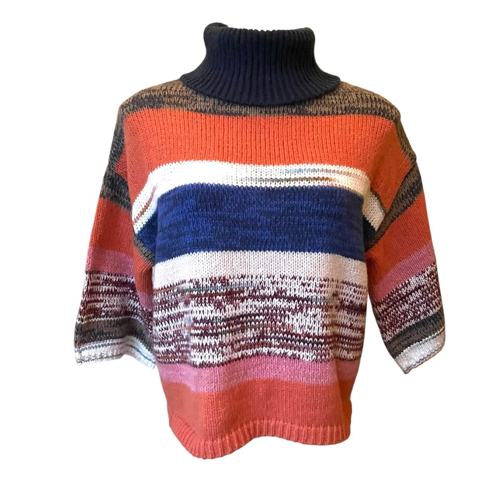 NWT, Knox Rose Cozy Colorful Striped Knit Turtleneck Sweater, Sz XS - Picture 4 of 16